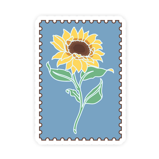Minimalist Solo Stem Sunflower Stamp Sticker