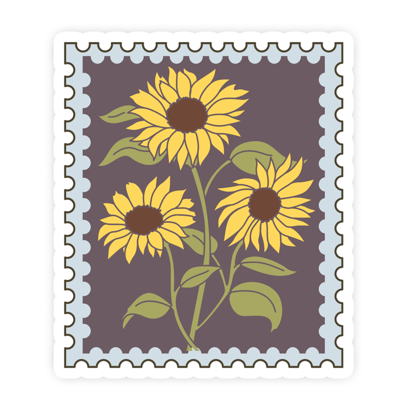 Dark Midnight Trio Sunflower Stamp Sticker