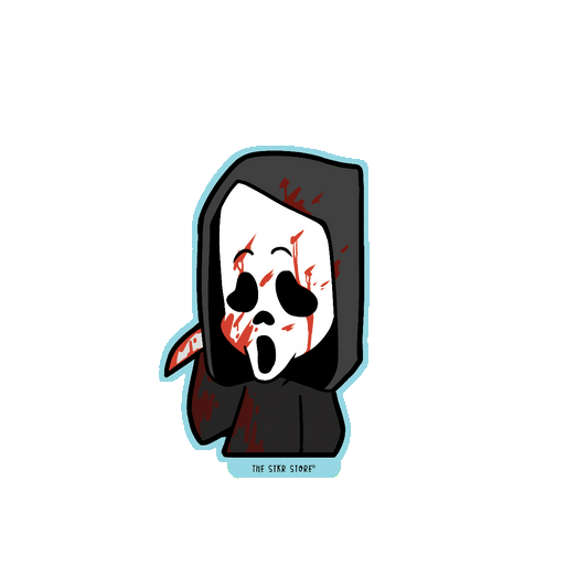 Bloody Masked Man Holding a Knife Horror Sticker