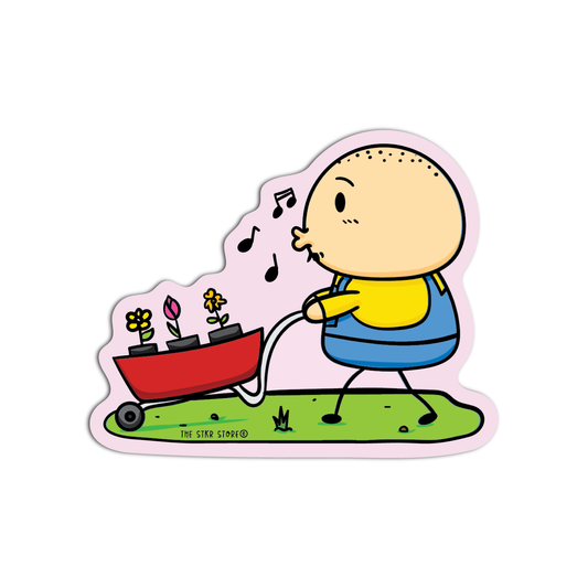 Sean with a Wheelbarrow Sean Potato in Spring Season Sticker