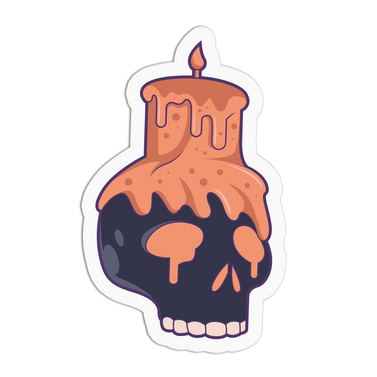 Skull with Melting Candle Halloween Textured Stickers