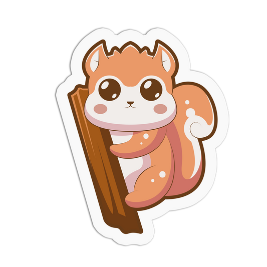 Clinging to Tree Branch Cute Squirrel Sticker