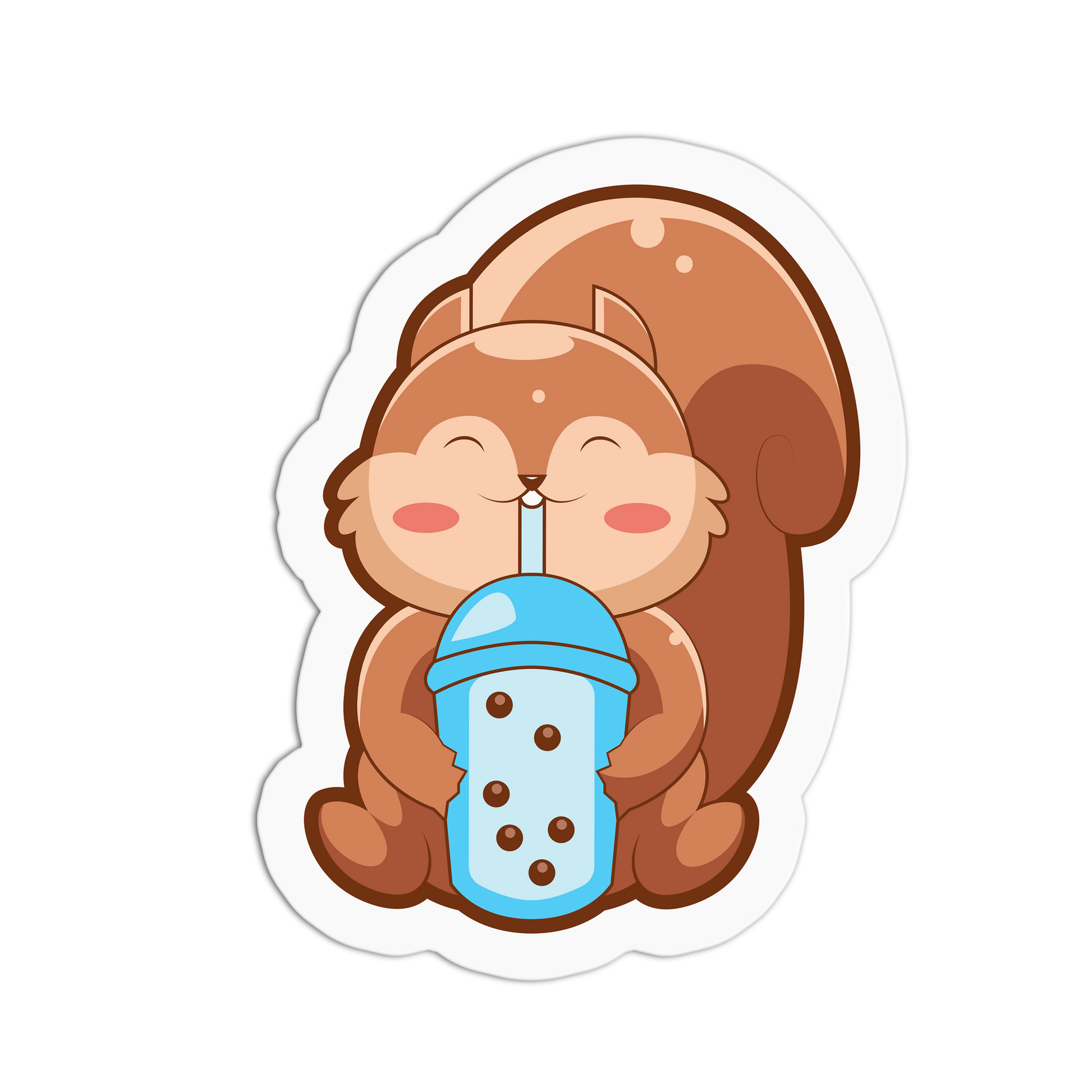Drinking Bubble Tea Cute Squirrel Sticker - The Stkr Store
