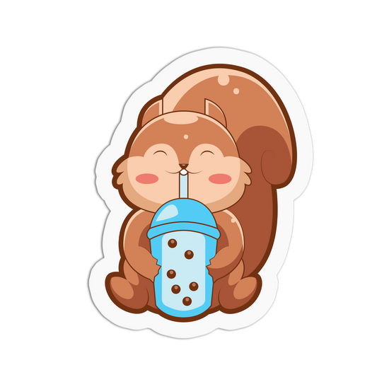 Drinking Bubble Tea Cute Squirrel Sticker