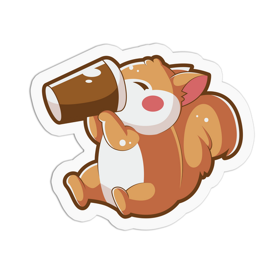 Drinking from Cup Cute Squirrel Sticker