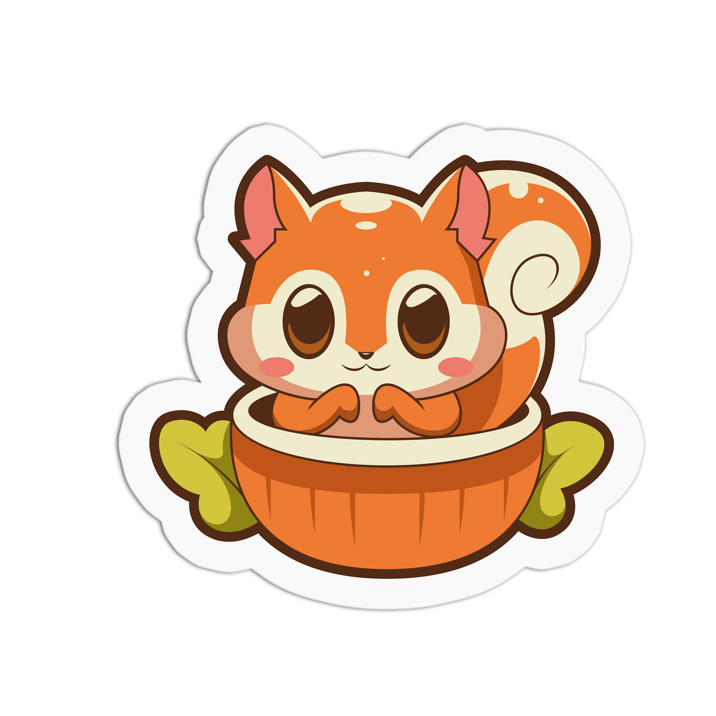 Sitting in Coconut Shell Cute Squirrel Sticker