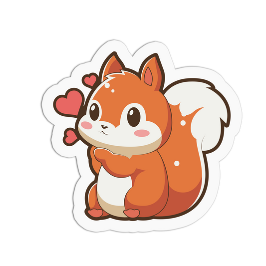 Flying Hearts Cute Squirrel Sticker