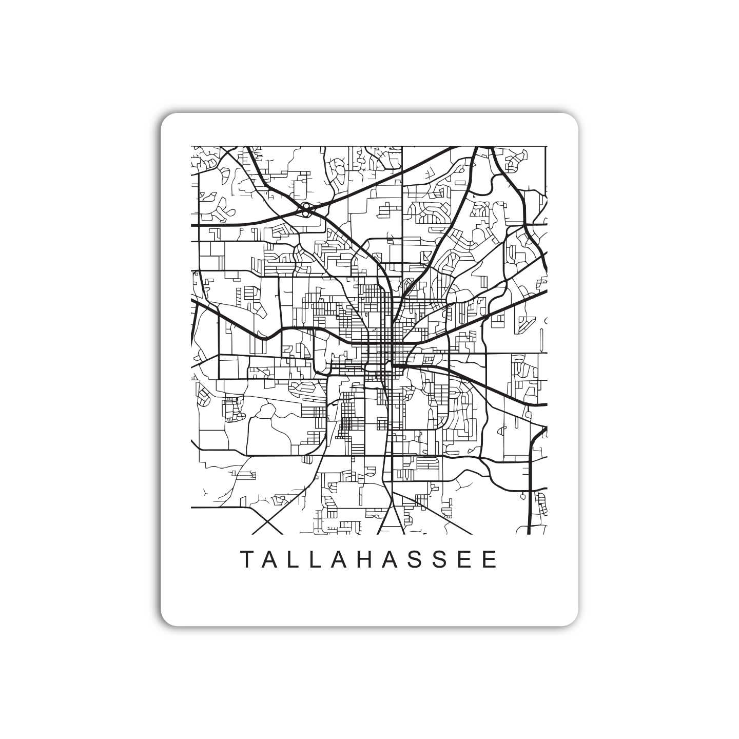 Tallahassee U.S. Street Map Sticker