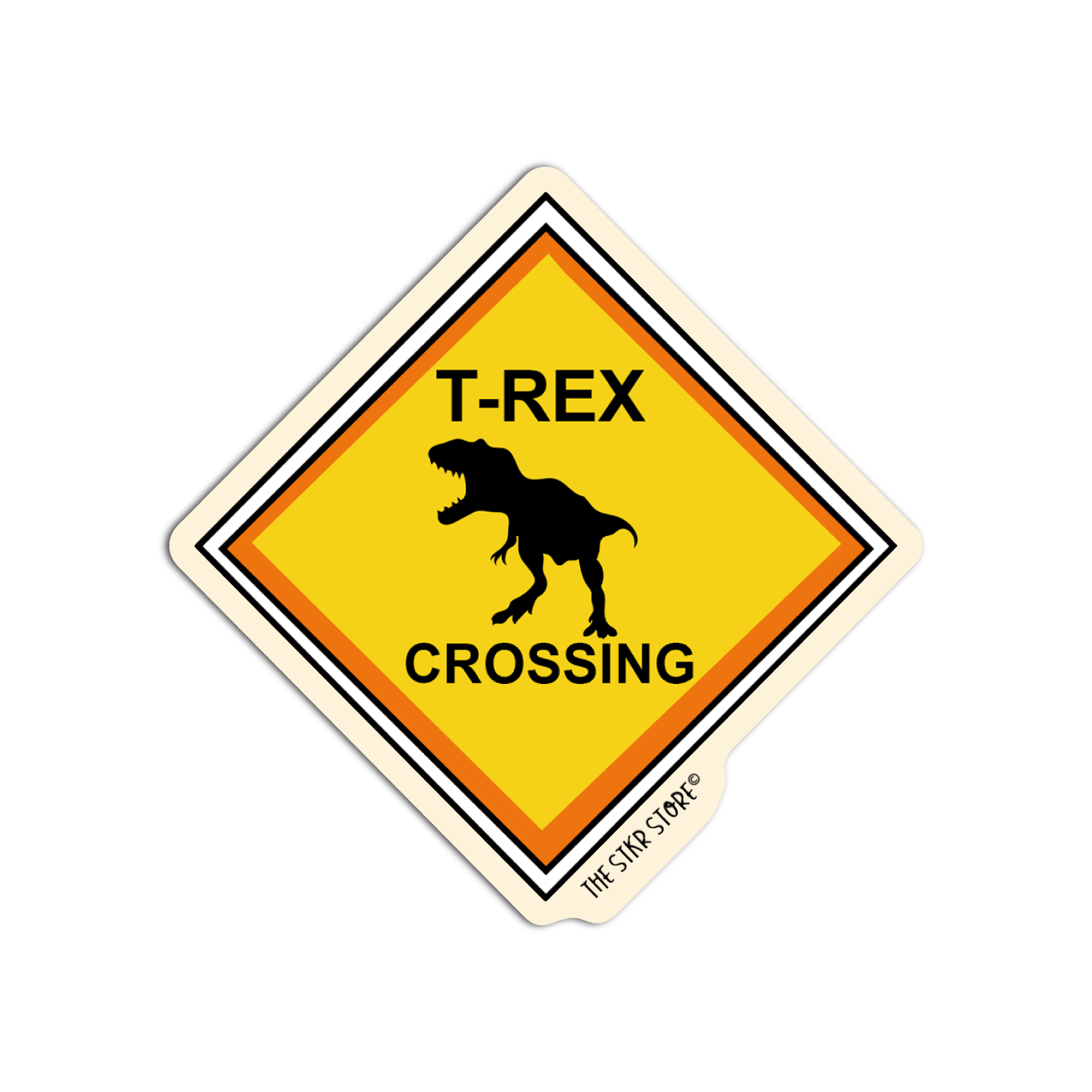 T-rex Crossing Funny Road Sign Sticker