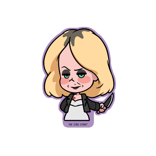 Blonde Woman Holding a Knife Horror Sticker
