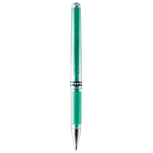 Green pen with silver accents on a white background