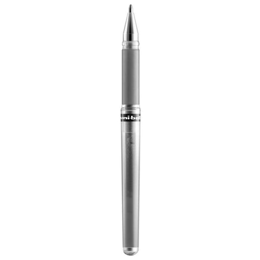 Silver pen on a white background