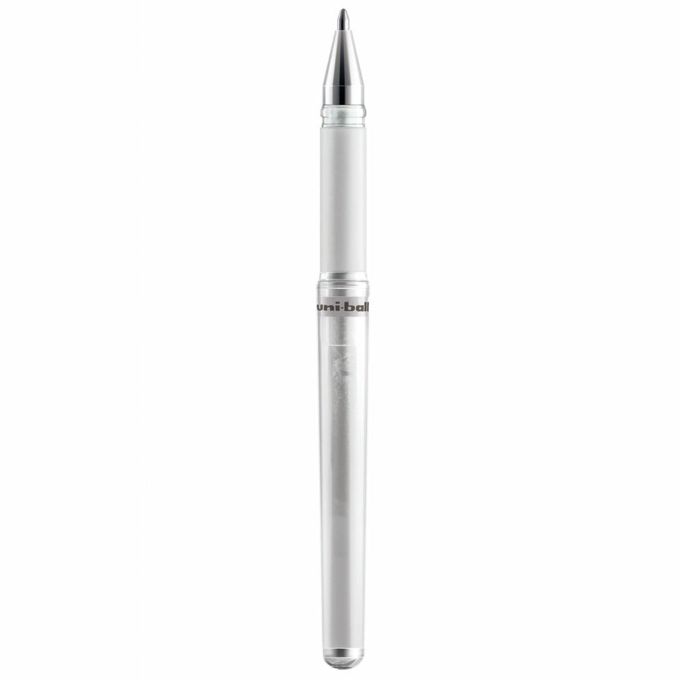 Silver pen on a white background