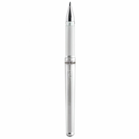 Silver pen on a white background
