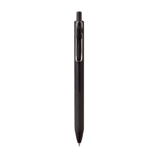 Black pen on a white background