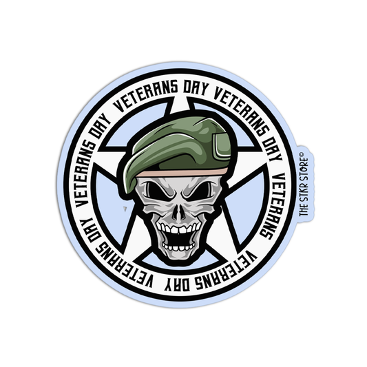Veteran's Day Skull Sticker