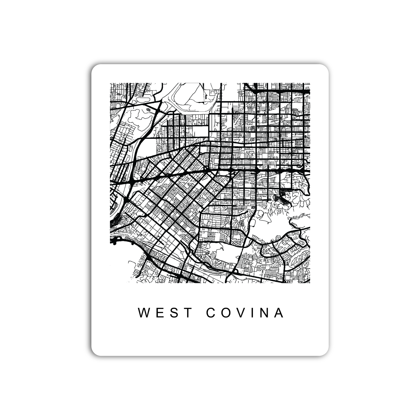 West Covina U.S. Street Map Sticker