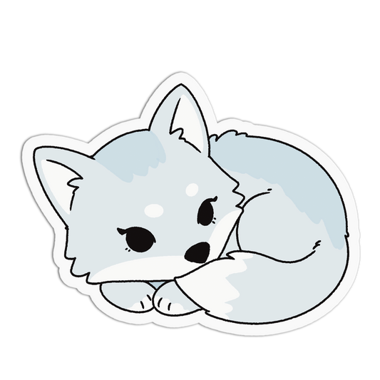 Curled Arctic Wolf Pup Sticker