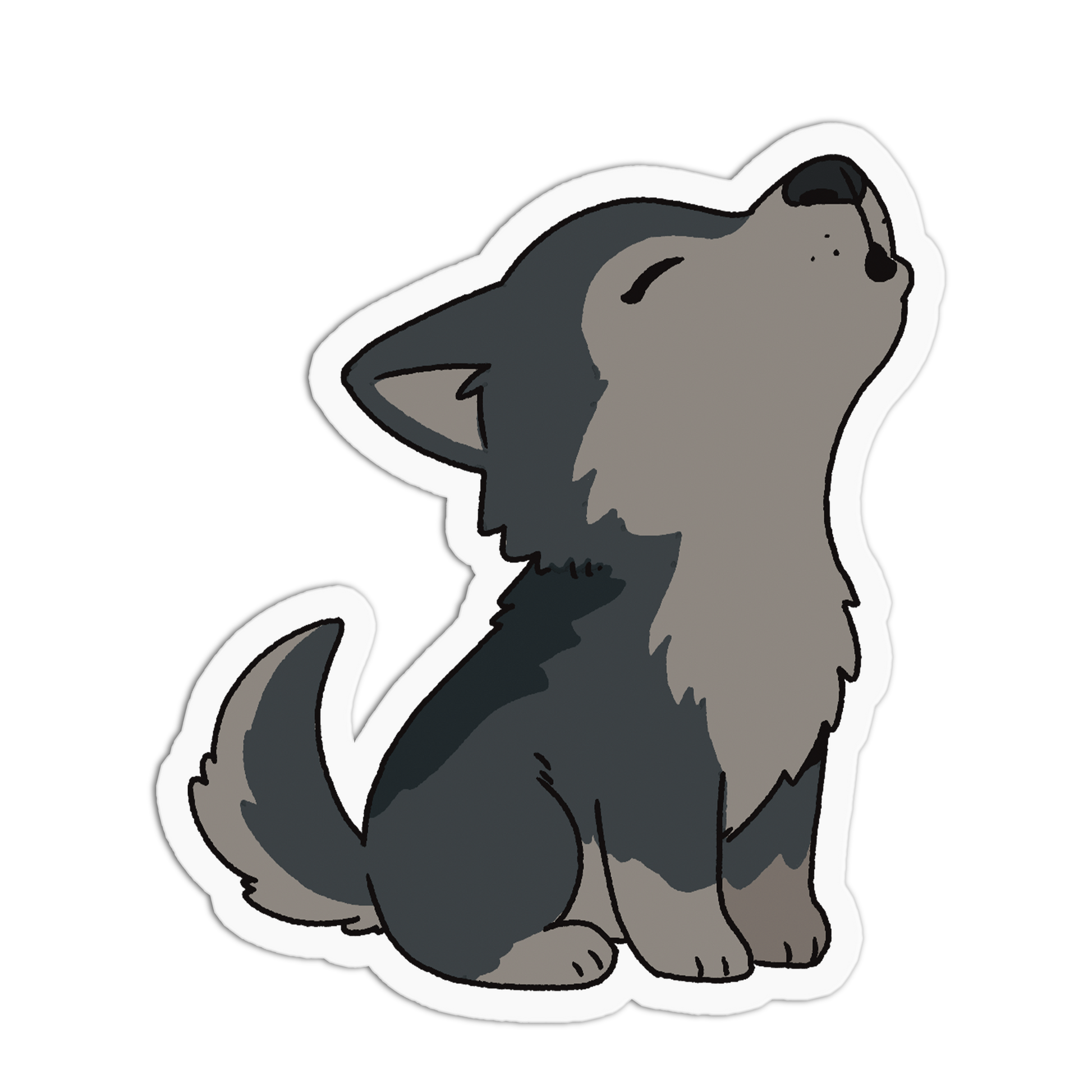 Illustration of a wolf howling on a white background