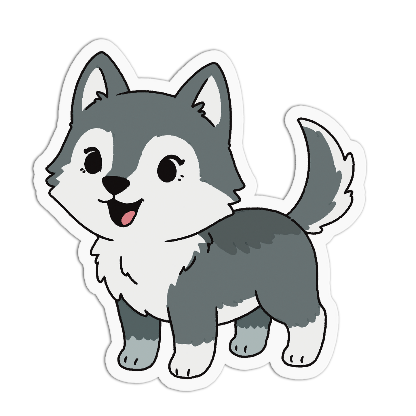 Cartoon husky dog sticker on a white background