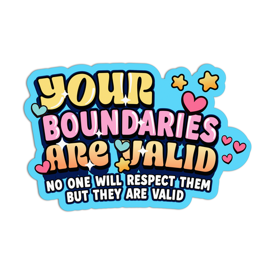 Colorful sticker with motivational text on a white background