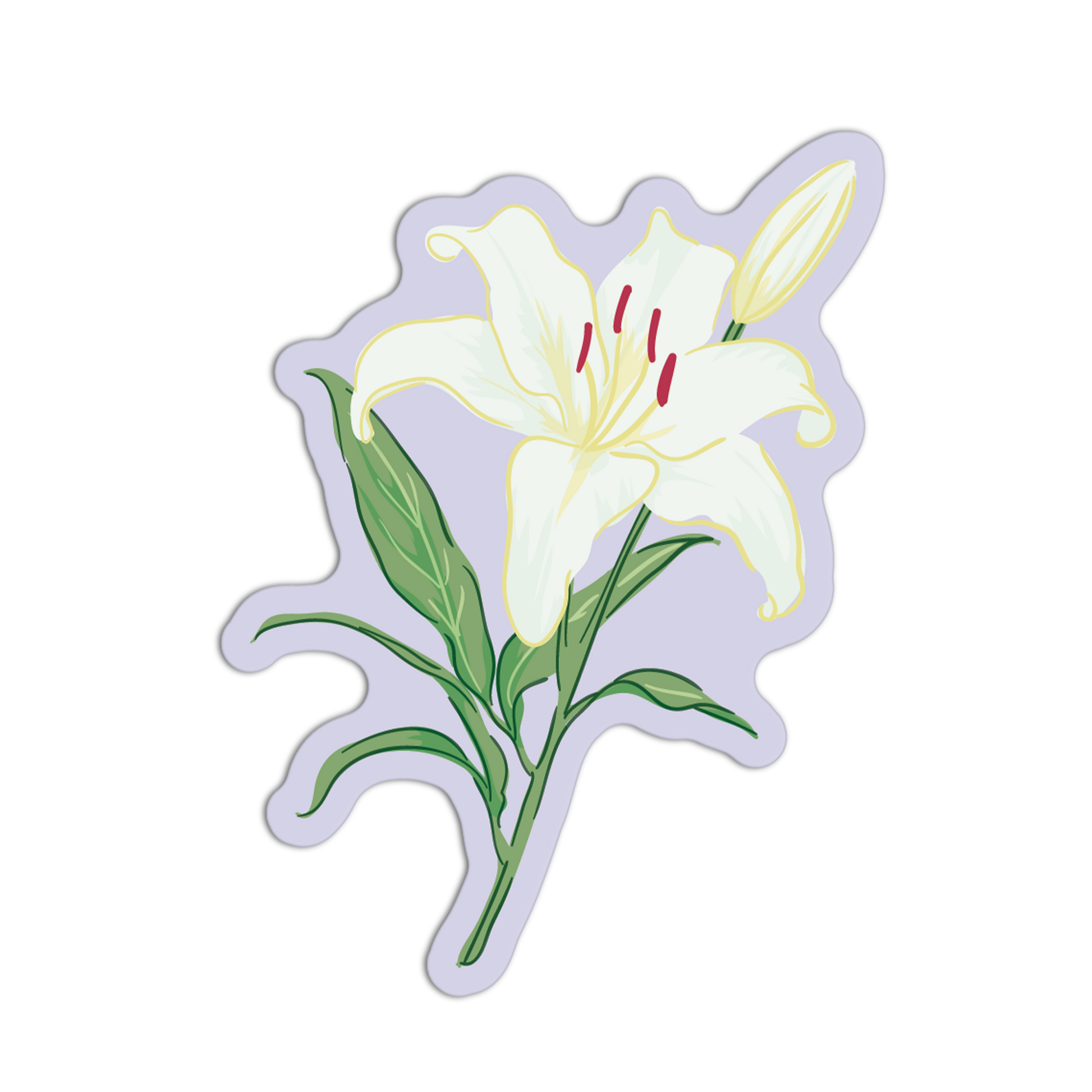 White Lily with Green Stem - Italian Vibes Sticker - The Stkr Store