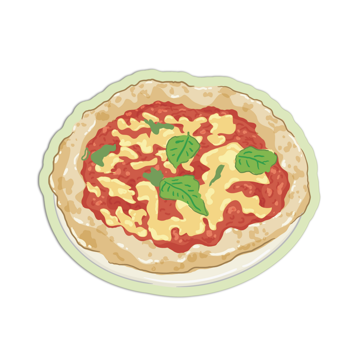 Whole Pizza with Basil Leaves - Italian Vibes Sticker - The Stkr Store