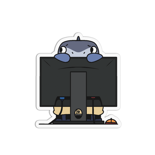 Hiding Peeking Working Shark Sticker