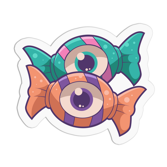 Wrapped Candy with Eyeballs Halloween Textured Stickers