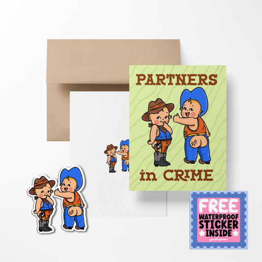 Partners In Crime Retro Babies Greeting Cards