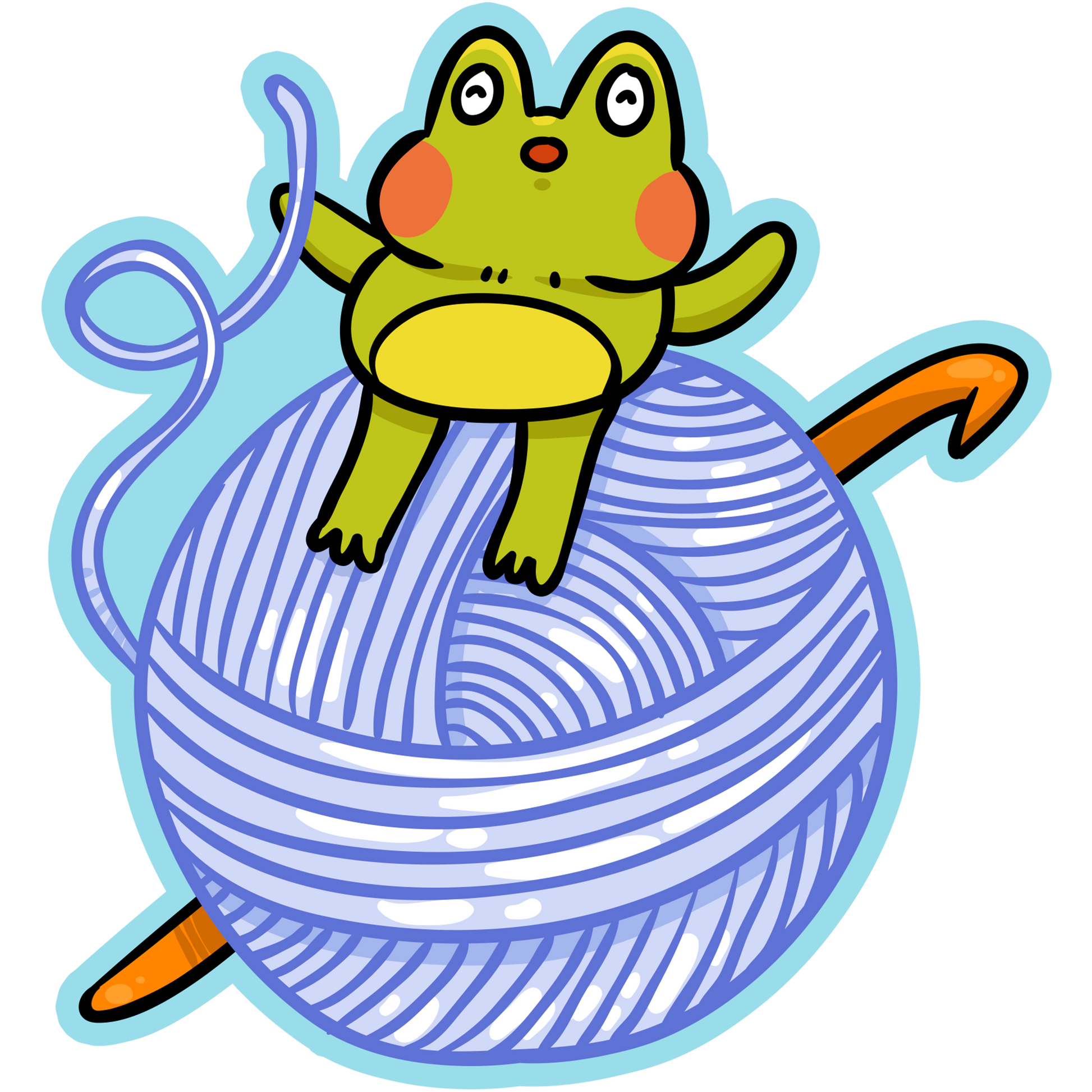 Frog Crochet Art Materials Stickers