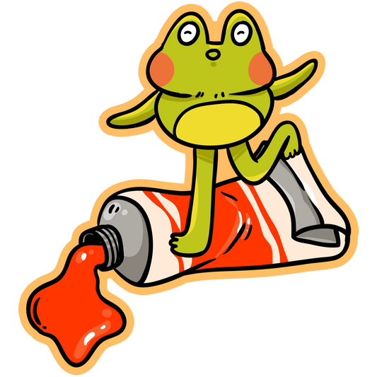 Frog with Paint Art Materials Stickers