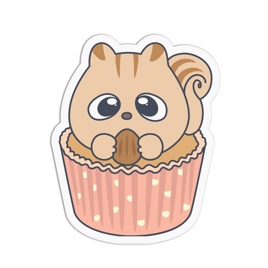 Cute Striped Squirrel Animal Cupcake Sticker