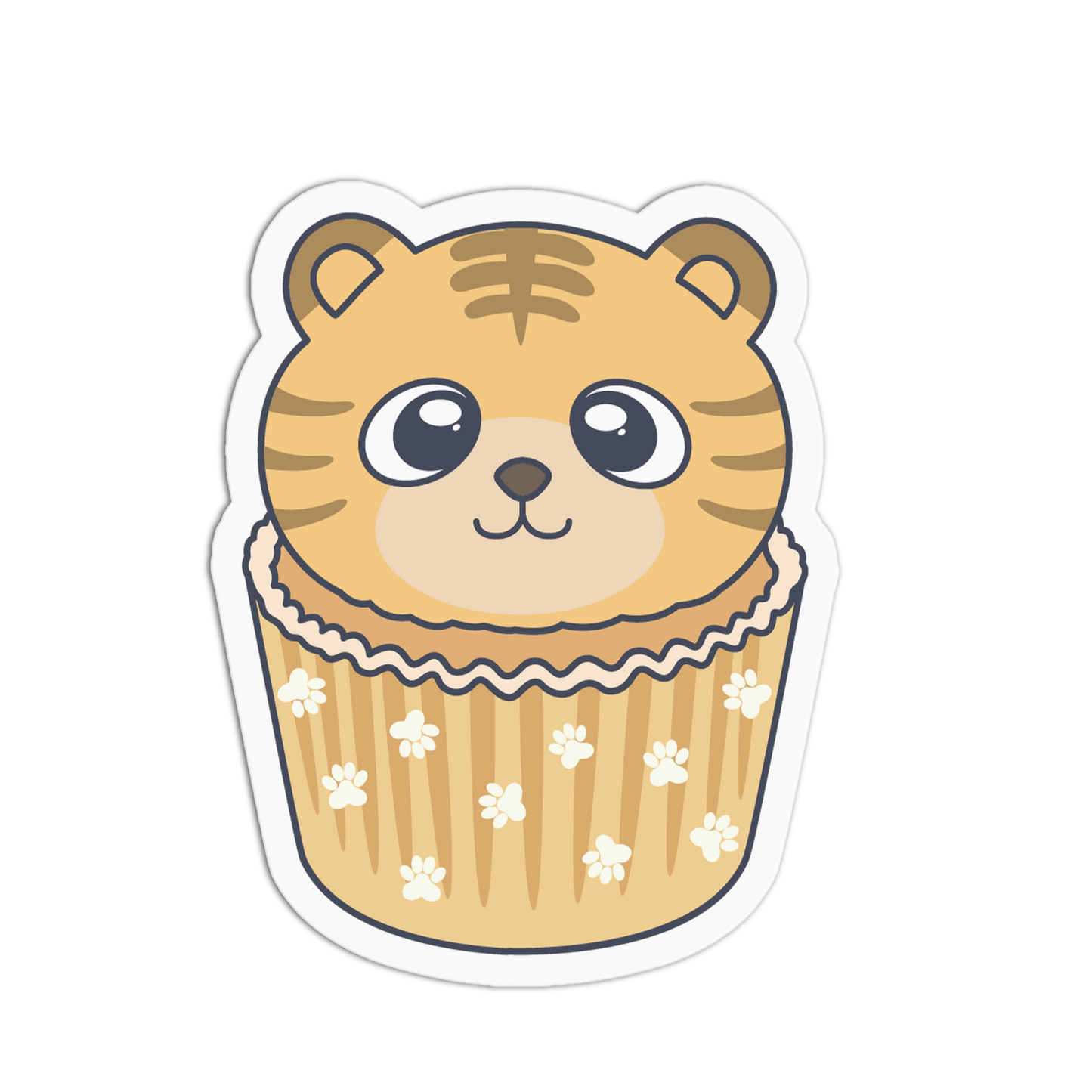 Striped Little Tiger Animal Cupcake Sticker