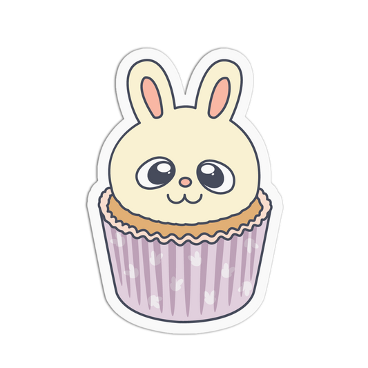 Long Eared Bunny Animal Cupcake Sticker