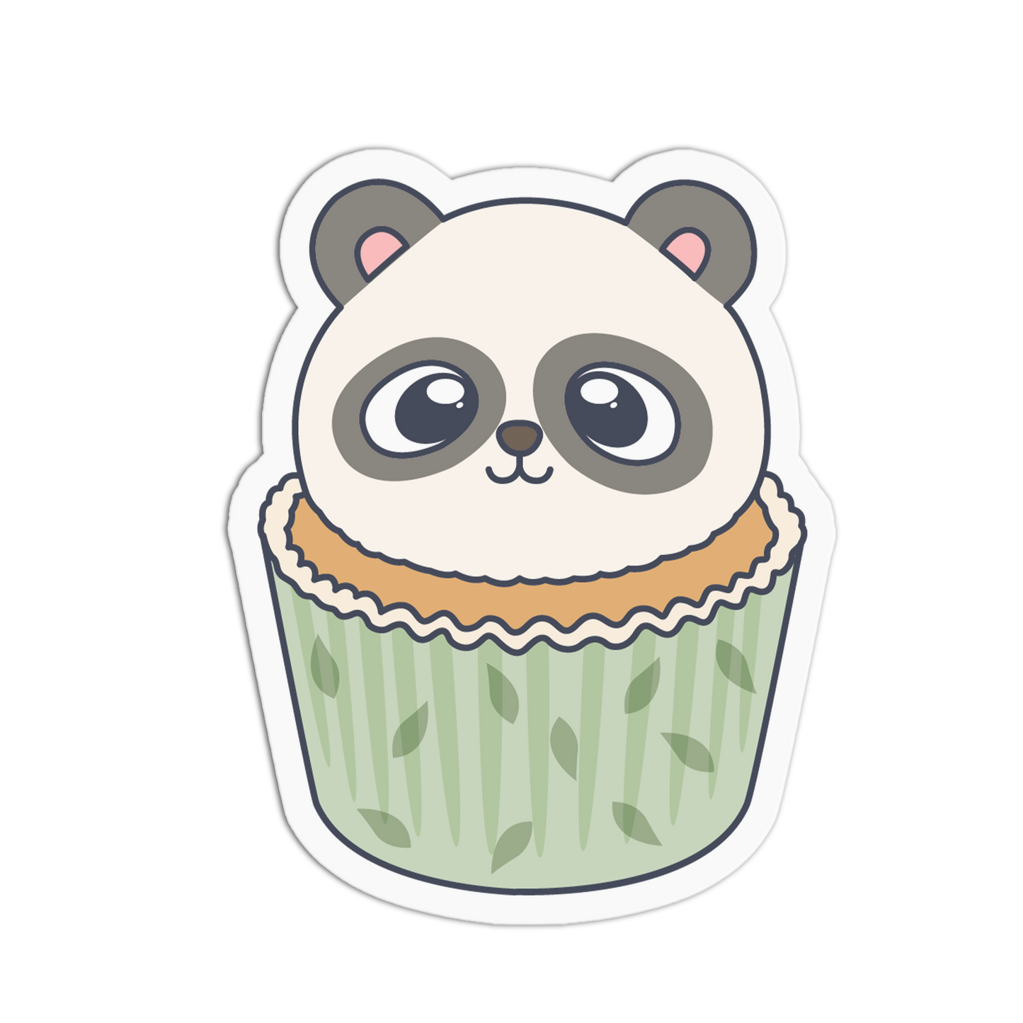 Cute Spotted Panda Animal Cupcake Sticker