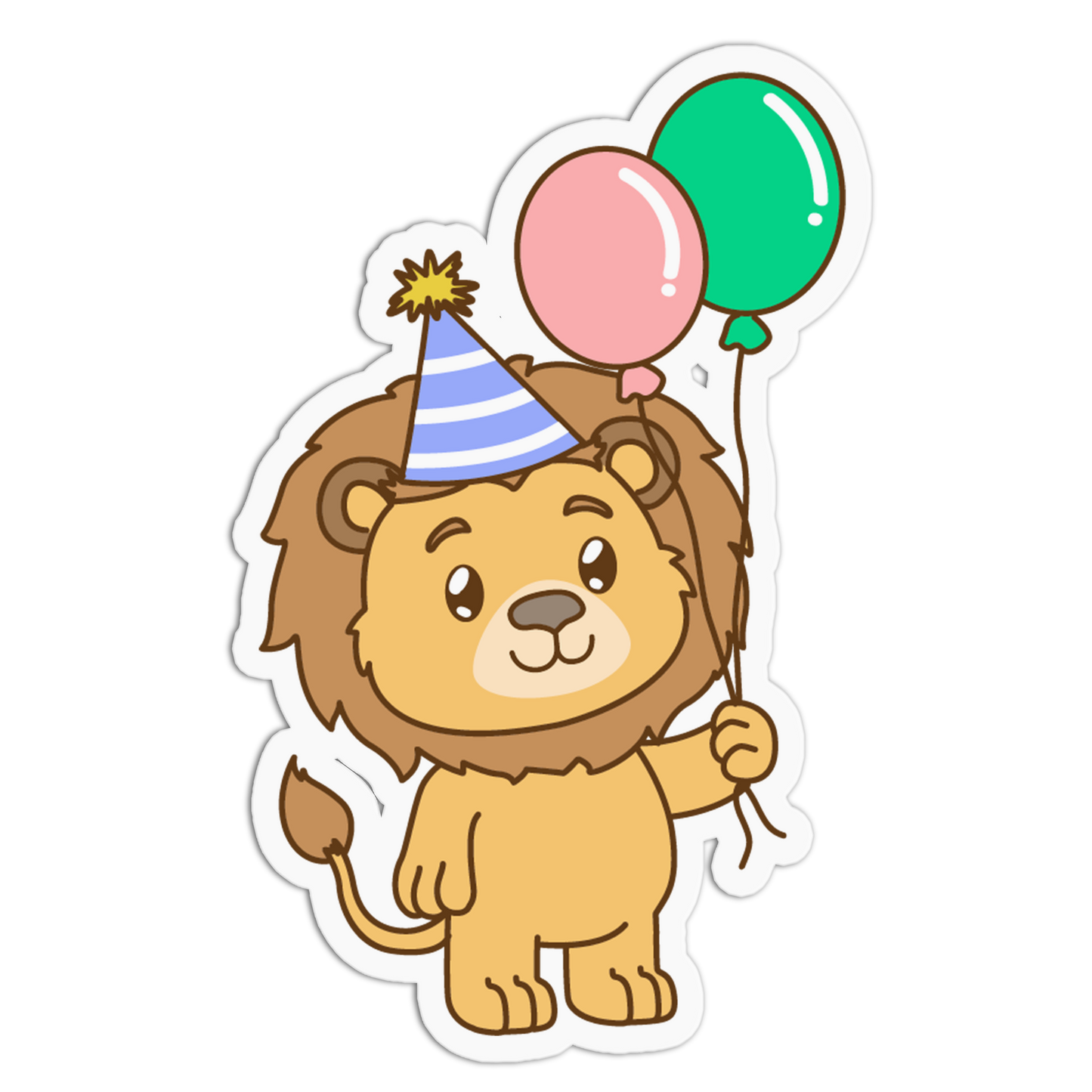 Balloon Lion Animals Birthday Sticker