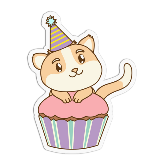 Muffin Cat Animals Birthday Sticker