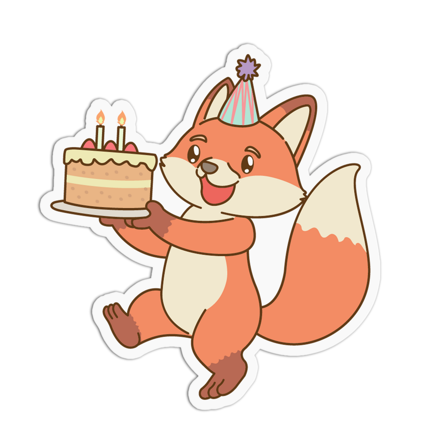 Celebration Fox Animals Birthday Sticker