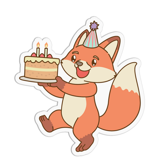 Celebration Fox Animals Birthday Sticker