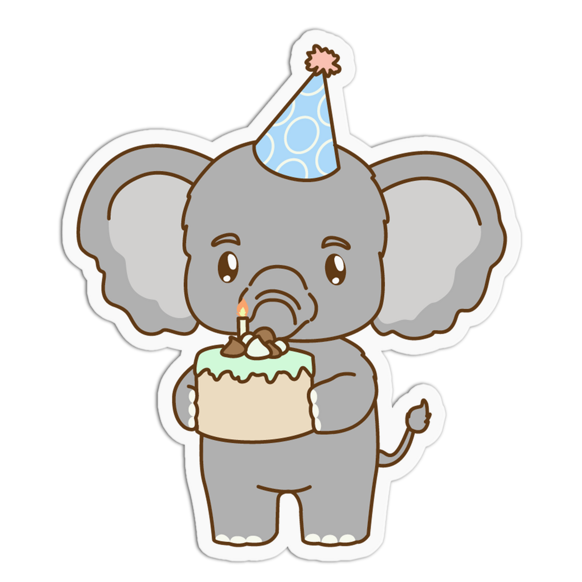 Gentle Elephant Animals Birthday Sticker
