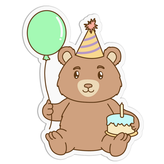 Party Bear Animals Birthday Sticker