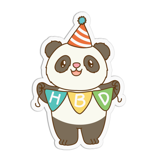 Banner Panda Animals Birthday Sticker
