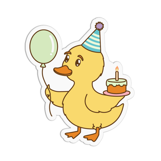 Cheerful Duck Animals Birthday Sticker