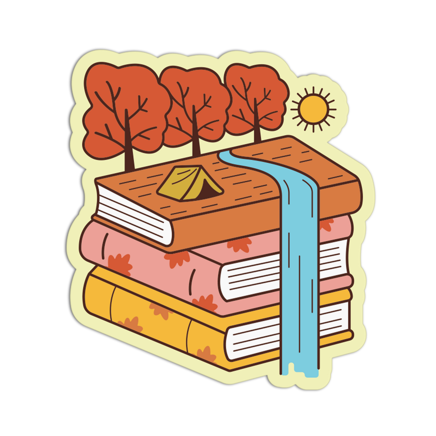 Book Waterfall Autumn Outdoor Sticker