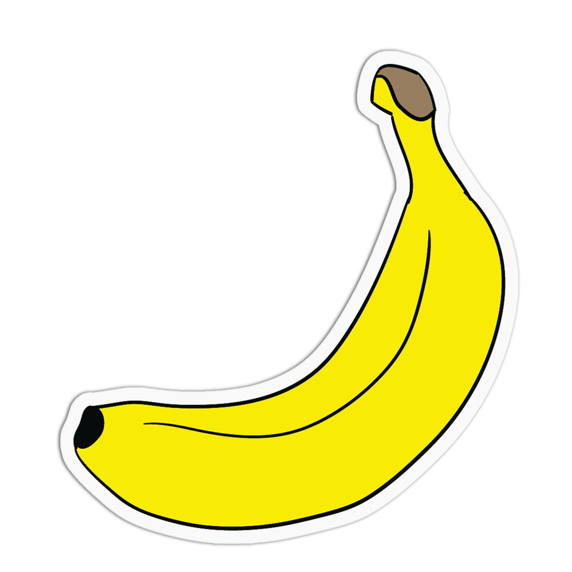 Illustration of a yellow banana with a brown stem on a white background