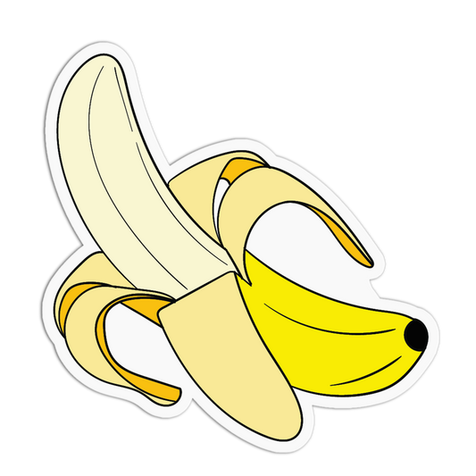 Illustration of a peeled banana on a white background
