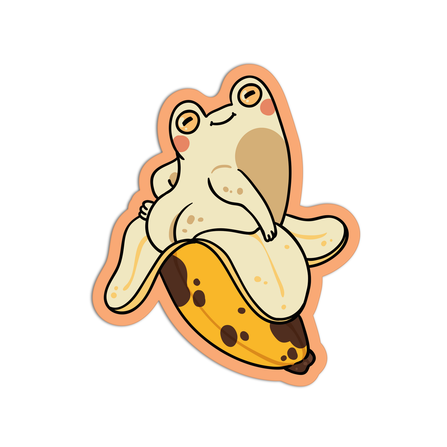 Frog Sitting in Banana Animals Sticker
