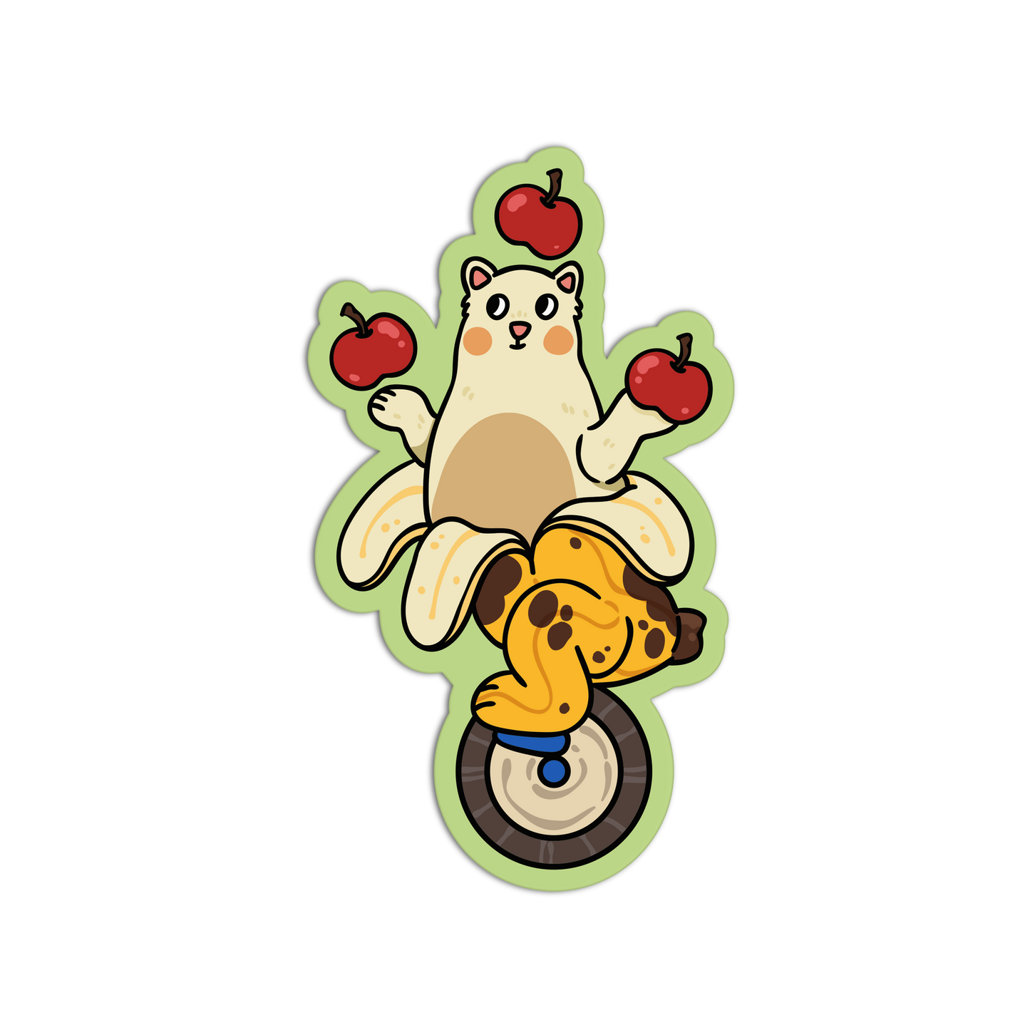 Juggling Unicycle Bear Banana Animals Sticker