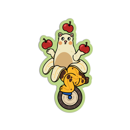 Juggling Unicycle Bear Banana Animals Sticker